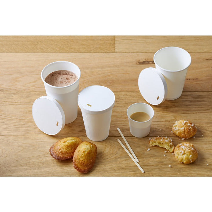 50pcs - Couvercle carton blanc chaud et froid - Ø 9 cm