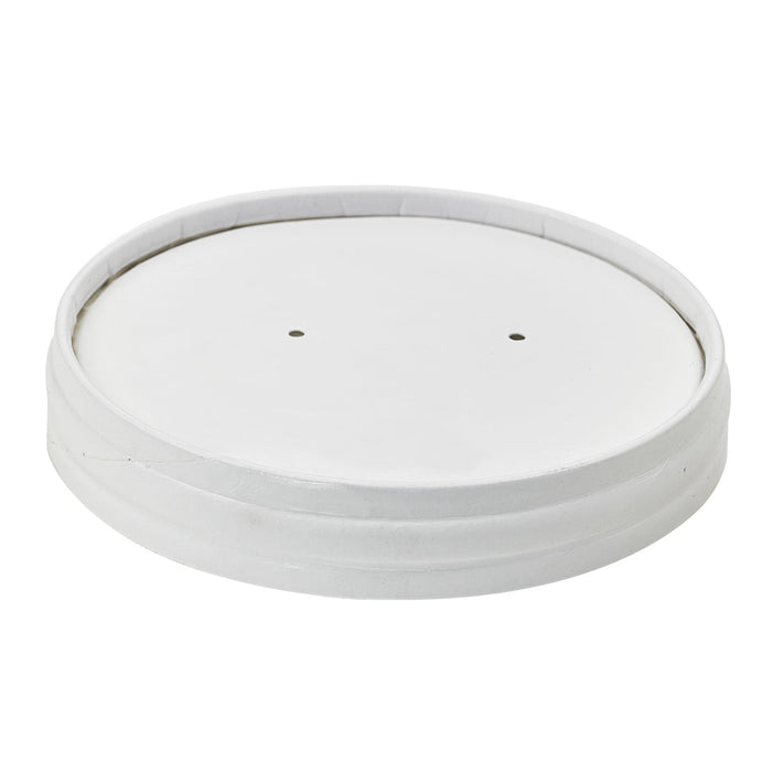 50pcs - Couvercle carton blanc chaud et froid - Ø 9,7 cm - Compatible avec 210SOUP16