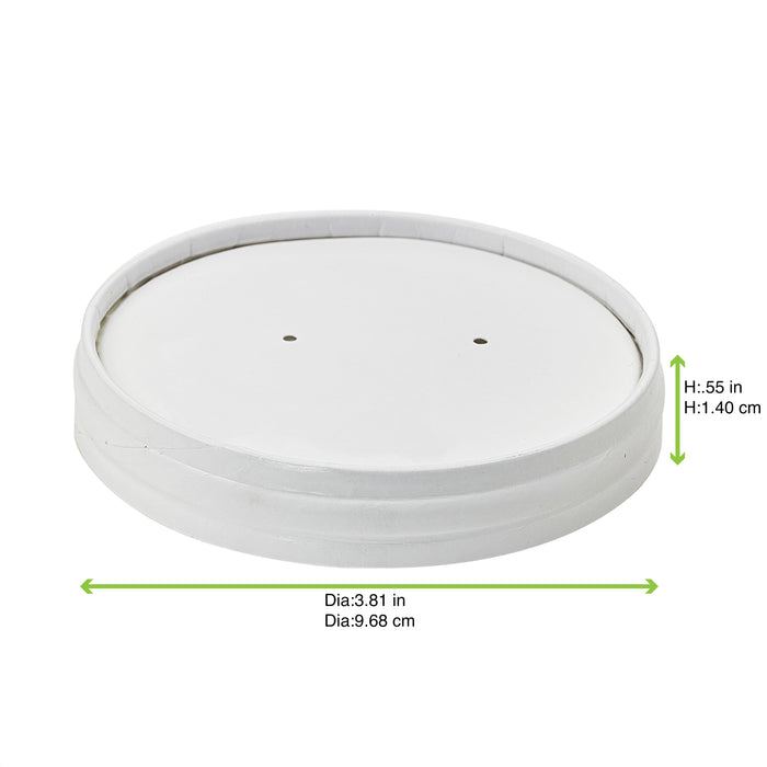50pcs - Couvercle carton blanc chaud et froid - Ø 9,7 cm - Compatible avec 210SOUP16