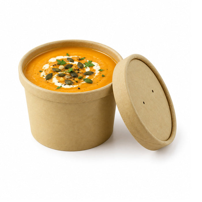 50pcs - Couvercle carton kraft chaud et froid - Ø 9 cm - Compatible avec 210GPU12, 210GPU14, 210SOUP8, 210SOUPK13K, 210SOUPK8K