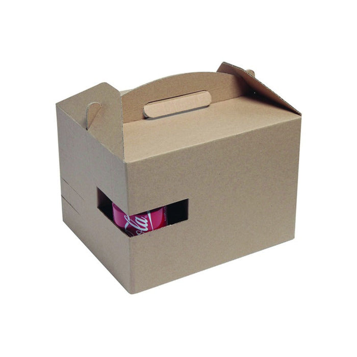 25pcs - Boîte carton kraft avec poignées "Lunchgo" - 30 cm x 20 cm x 17,5 cm