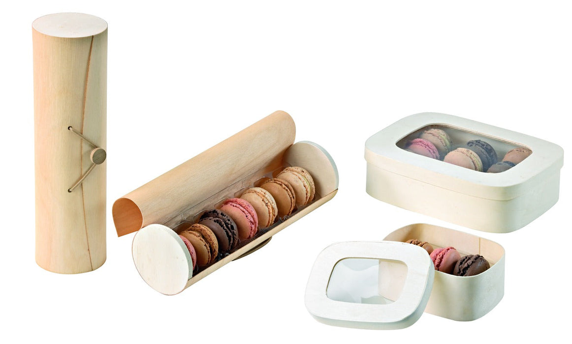 50pcs - Boîte bois cylindrique pour 7 macarons - Ø 6,5 cm - H 23 cm