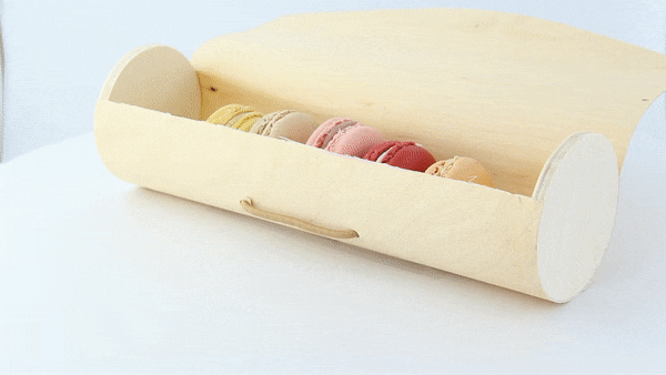 50pcs - Boîte bois cylindrique pour 7 macarons - Ø 6,5 cm - H 23 cm
