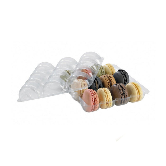 25pcs - Insert plastique PET transparent 12 macarons (3x4) avec fermeture clipsable - 15 cm x 13,8 cm x 2,3 cm