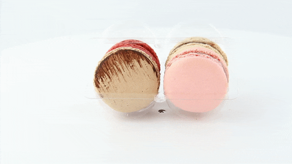 50pcs - Insert plastique PET transparent 4 macarons (2x2) avec fermeture clipsable - 10,8 cm x 7,4 cm x 2,3 cm