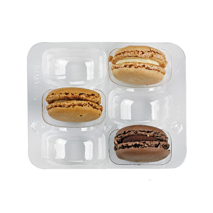 50pcs - 11,8x10x2,3cm - Insert plastique PET transparent 6 macarons (2x3) avec fermeture clipsable