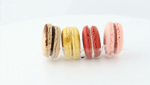 50pcs - Insert plastique PET transparent 4 macarons (1x4) avec fermeture clipsable - 12,8 cm x 6,8 cm x 2,3 cm