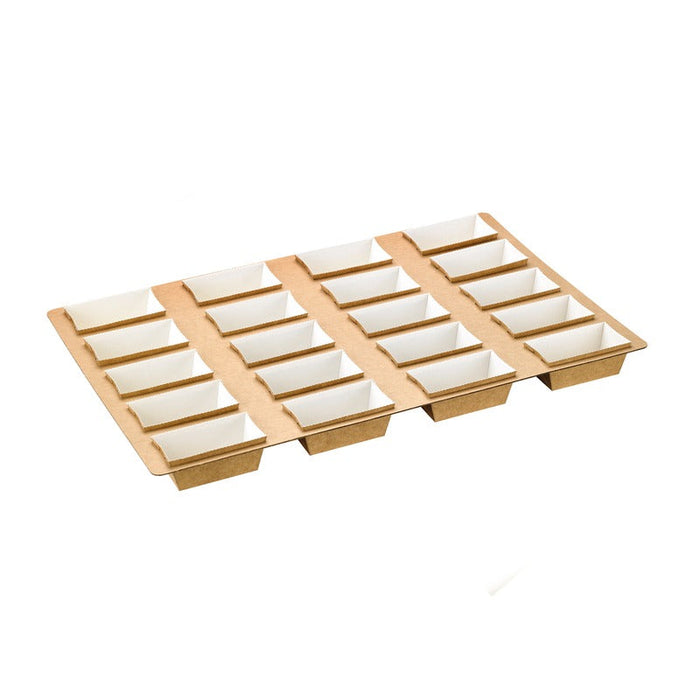 25pcs - Plateau de cuisson en carton microflûte avec 20 moules rectangulaires - 56 cm x 36 cm