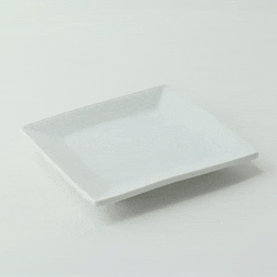 4pcs - Mini plat carré en porcelaine blanche - 10,1 cm x 10,1 cm x 2,3 cm