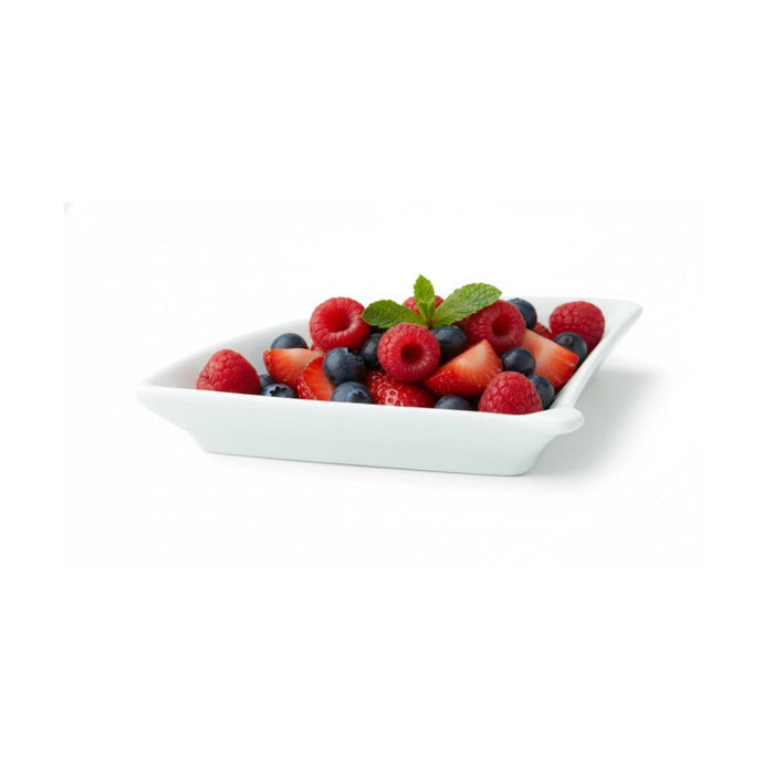 4pcs - Mini plat éventail en porcelaine blanche - 10 cm x 7,6 cm x 1,4 cm