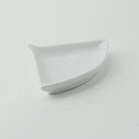 4pcs - Mini plat éventail en porcelaine blanche - 10 cm x 7,6 cm x 1,4 cm