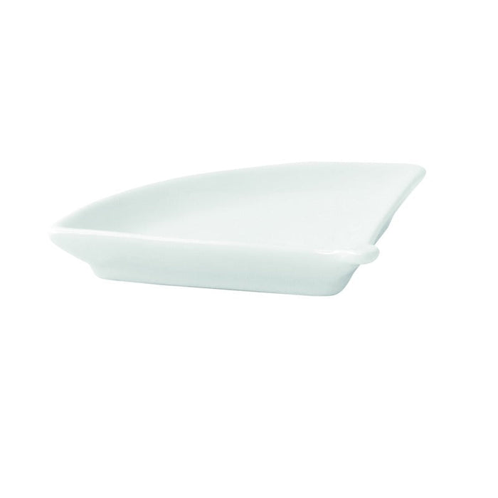4pcs - Mini plat éventail en porcelaine blanche - 10 cm x 7,6 cm x 1,4 cm