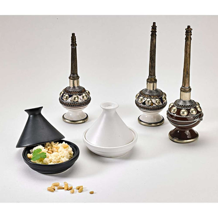 4pcs - Mini tajine en porcelaine noire - Ø 9 cm - H 8 cm