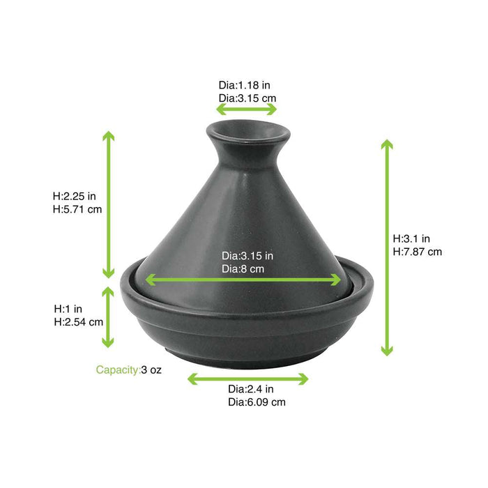 4pcs - Mini tajine en porcelaine noire - Ø 9 cm - H 8 cm