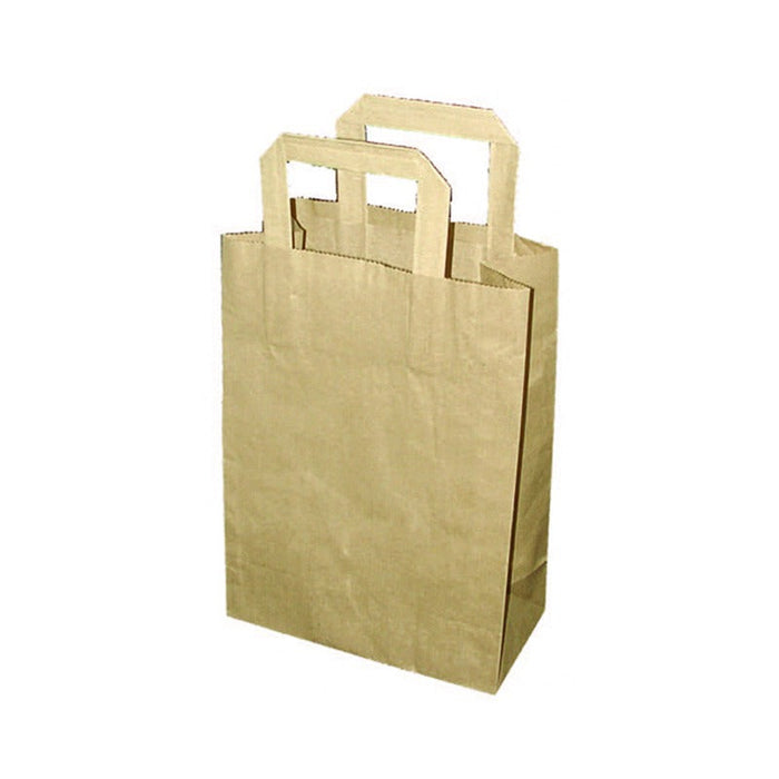 250pcs - Sac cabas papier kraft brun - 22 cm x 10 cm x 28 cm