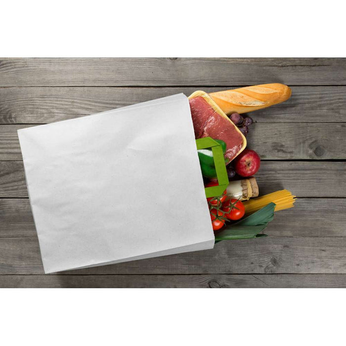 250pcs - Sac cabas papier blanc - 20 cm x 10 cm x 28 cm