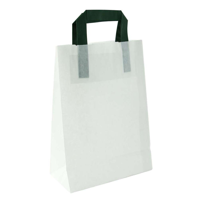 250pcs - Sac cabas papier blanc - 20 cm x 10 cm x 28 cm