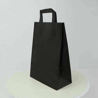 250pcs - Sac cabas papier kraft noir - 20 cm x 10 cm x 28 cm