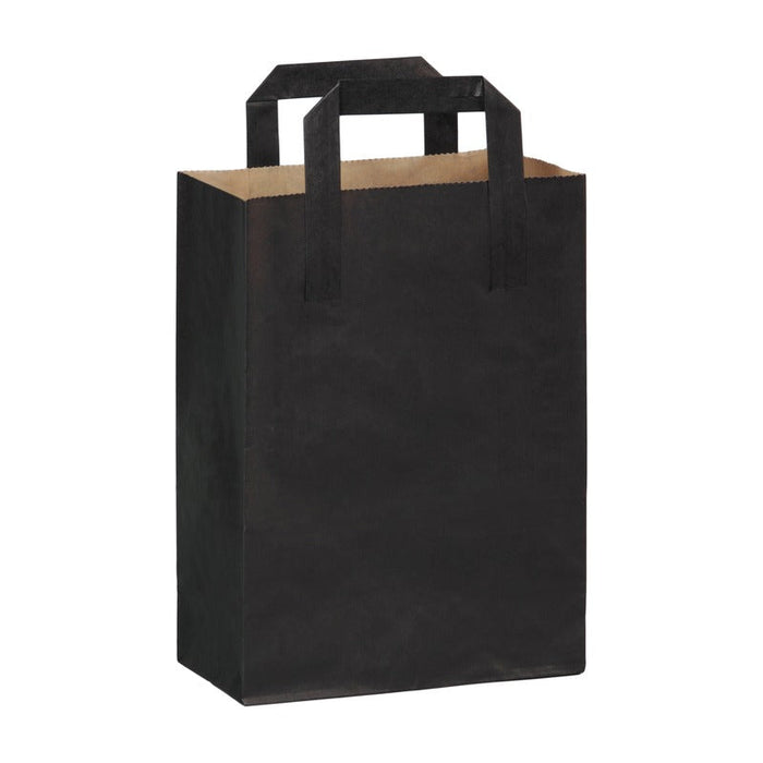 250pcs - Sac cabas papier kraft noir - 20 cm x 10 cm x 28 cm