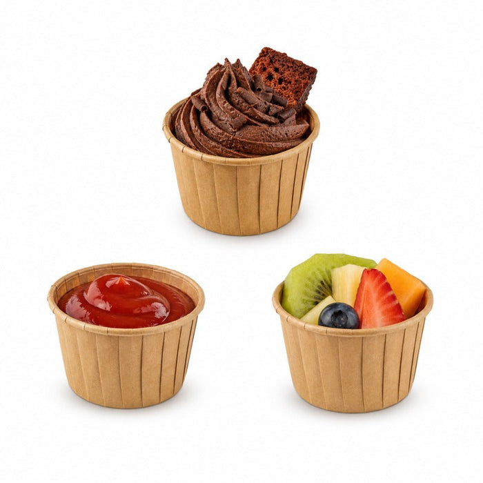 50pcs - Moule de cuisson rond en papier ingraissable 80 g/m² - 105 ml - Ø 6,8 cm - H 3,9 cm