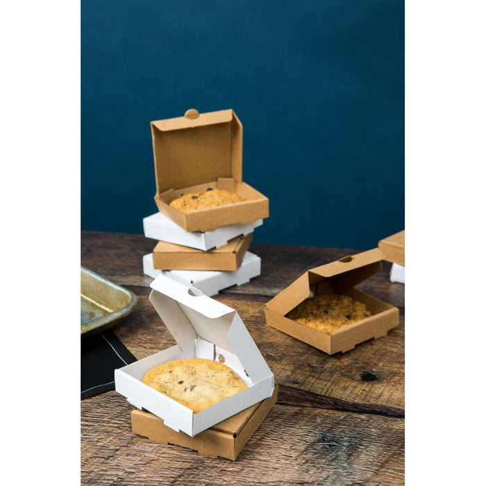 100pcs - Mini boîte à pizza carton blanc - 9 cm x 9 cm x 2 cm