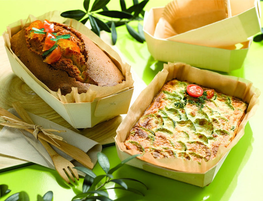 20pcs - Moule de cuisson en bois "Juliette" avec caissette papier - 750 ml - 19 cm x 10,5 cm x 6 cm