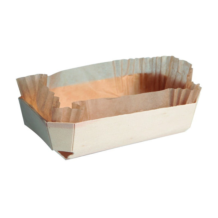 20pcs - Moule de cuisson en bois "Juliette" avec caissette papier - 750 ml - 19 cm x 10,5 cm x 6 cm