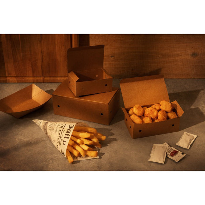 50pcs - Boîte kraft 6 nuggets - 11,4 cm x 7,3 cm x 4,5 cm