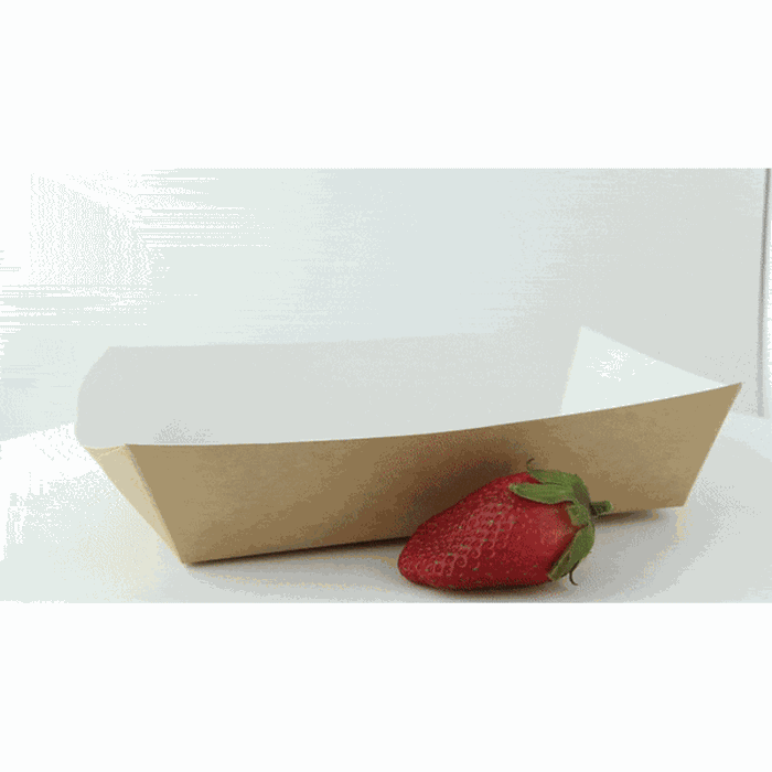 200pcs - Panier à salade carton kraft brun laminé intérieur blanc - 850 ml - 22 cm x 17 cm x 4 cm