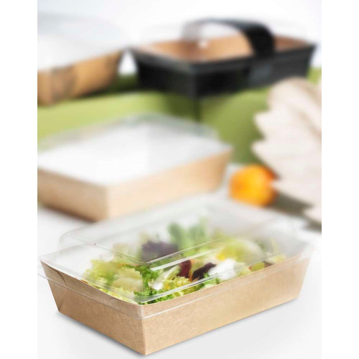 200pcs - Panier à salade carton kraft brun laminé intérieur blanc - 850 ml - 22 cm x 17 cm x 4 cm