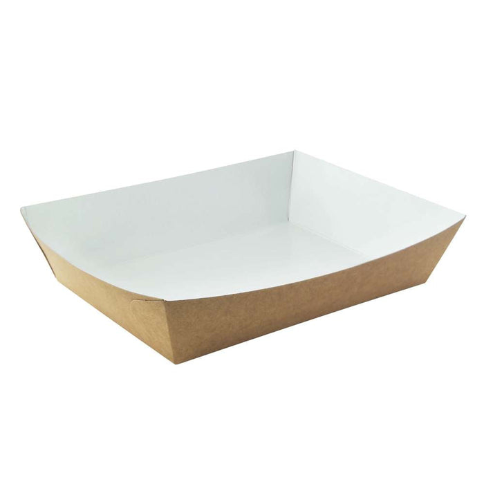 200pcs - Panier à salade carton kraft brun laminé intérieur blanc - 850 ml - 22 cm x 17 cm x 4 cm