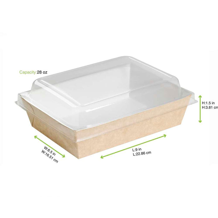 200pcs - Panier à salade carton kraft brun laminé intérieur blanc - 850 ml - 22 cm x 17 cm x 4 cm