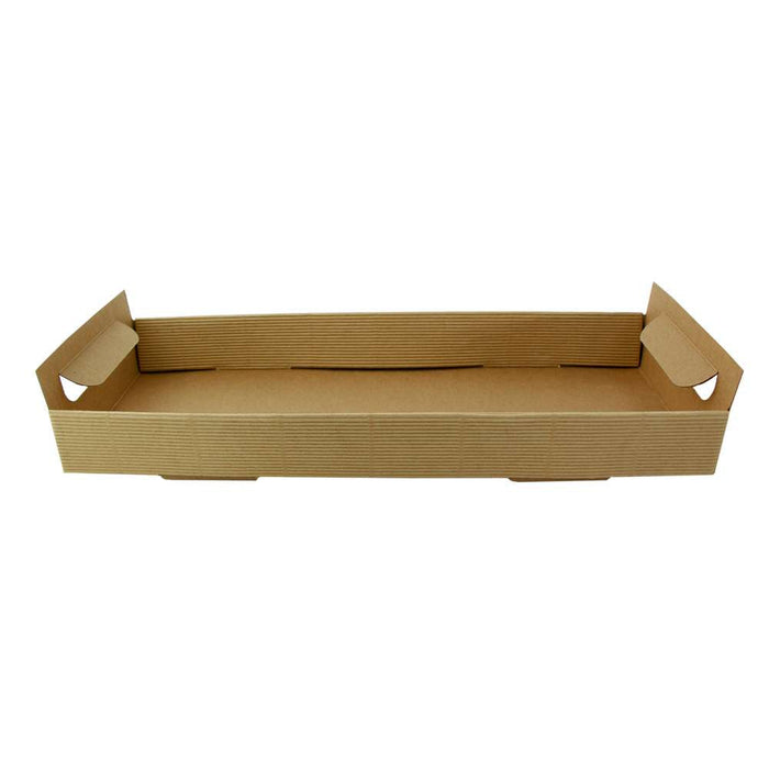 50pcs - Plateau en carton kraft brun avec poignées - 39 cm x 15 cm x 7 cm