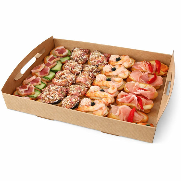 50pcs - Plateau en carton kraft brun avec poignées - 31 cm x 31 cm x 4,2 cm