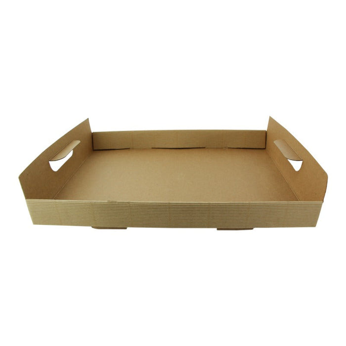 50pcs - Plateau en carton kraft brun avec poignées - 31 cm x 31 cm x 4,2 cm