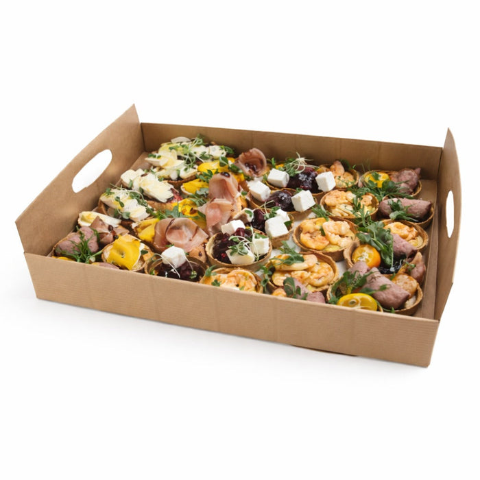 50pcs - Plateau en carton kraft brun avec poignées - 39 cm x 29 cm x 7 cm