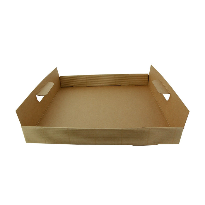 50pcs - Plateau en carton kraft brun avec poignées - 39 cm x 29 cm x 7 cm
