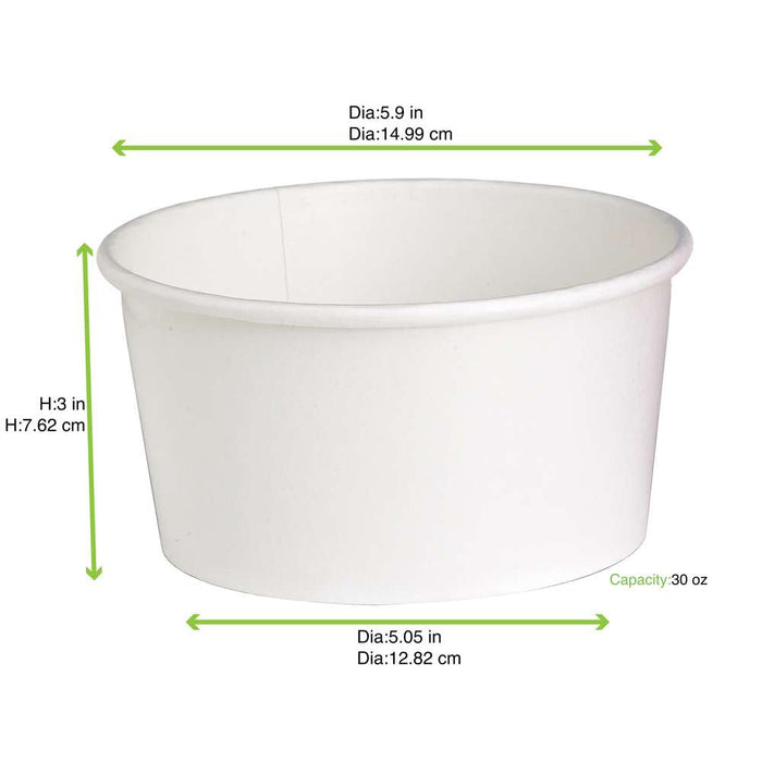 45pcs - Saladier rond "Buckaty" en carton blanc - 940 ml - Ø 15 cm - H 7,5 cm