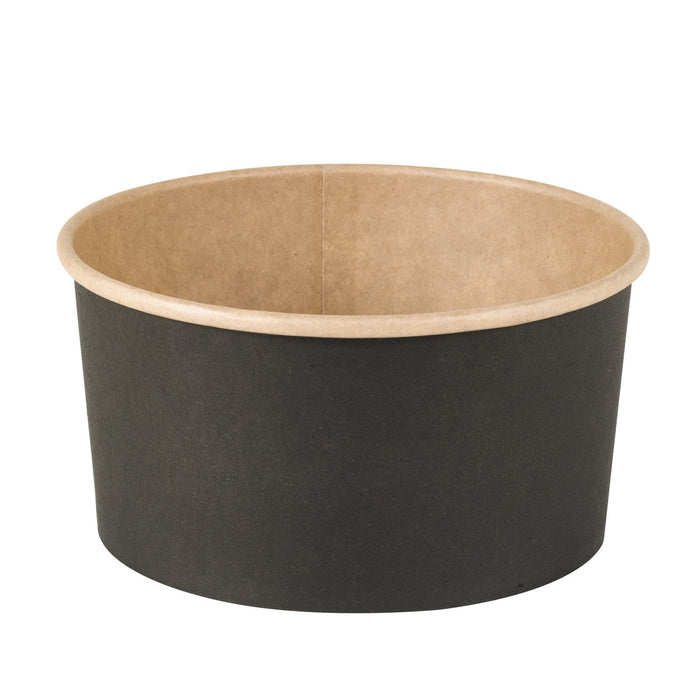 45pcs - Saladier rond "Buckaty" en carton kraft noir - 900 ml - Ø 15 cm - H 7,5 cm