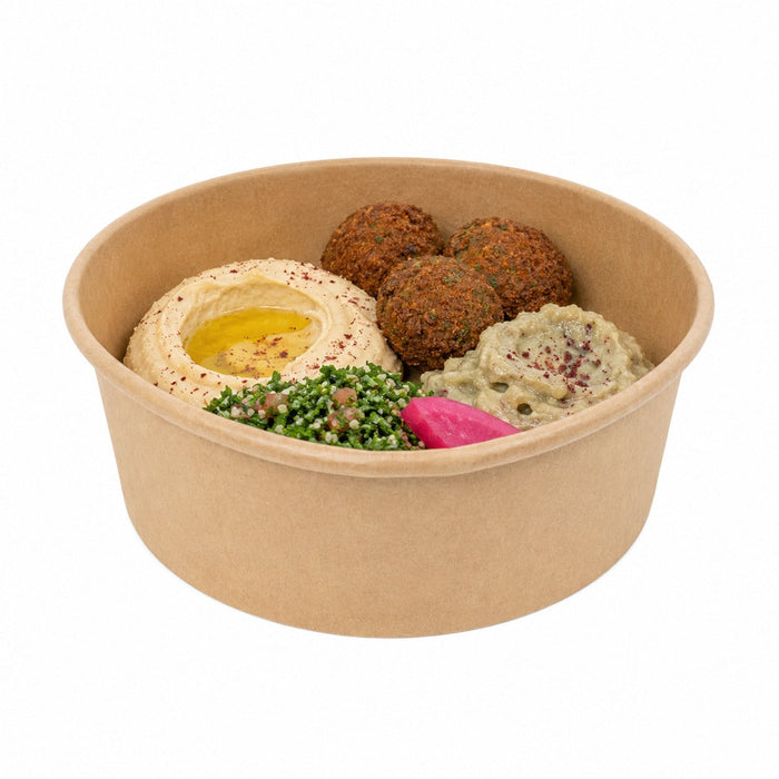 45pcs - Saladier rond "Buckaty" en carton kraft - 1000 ml - Ø 16,5 cm - H 6,5 cm