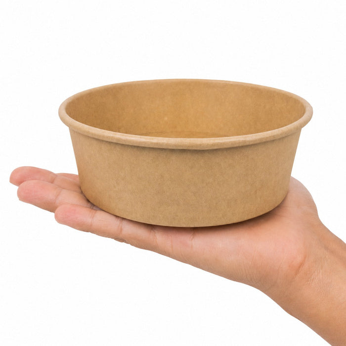 45pcs - Saladier rond "Buckaty" en carton kraft - 1000 ml - Ø 16,5 cm - H 6,5 cm
