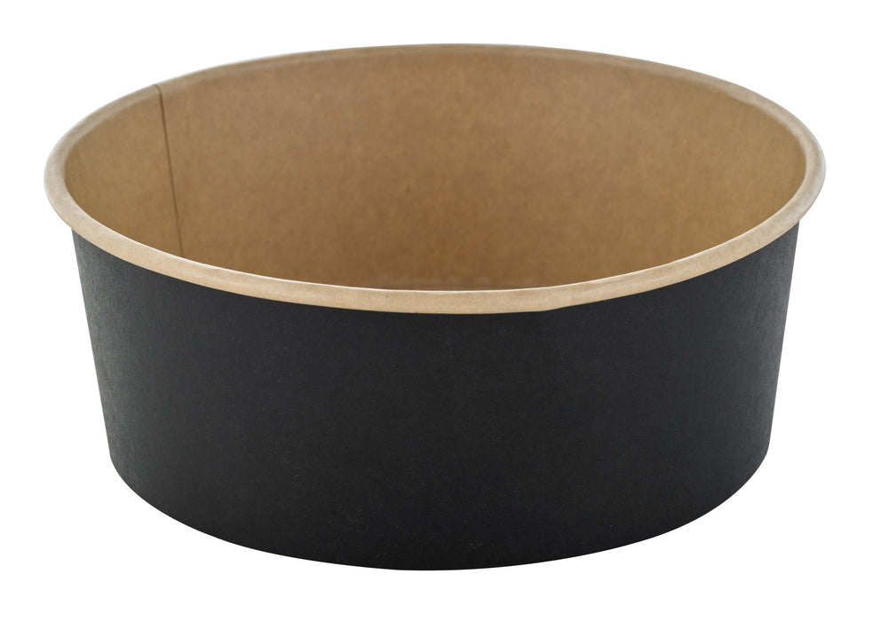45pcs - Saladier rond "Buckaty" en carton kraft noir - 1300 ml - Ø 18,5 cm - H 6,5 cm
