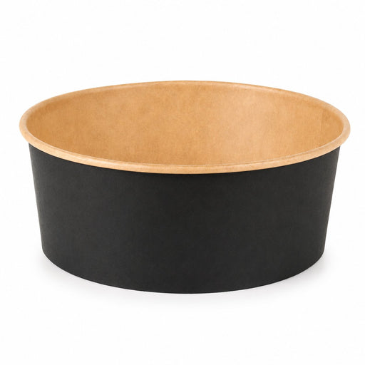 Saladier rond "Buckaty" en carton kraft noir - 1300 ml - Ø 18,3 cm - H 6,5 cm