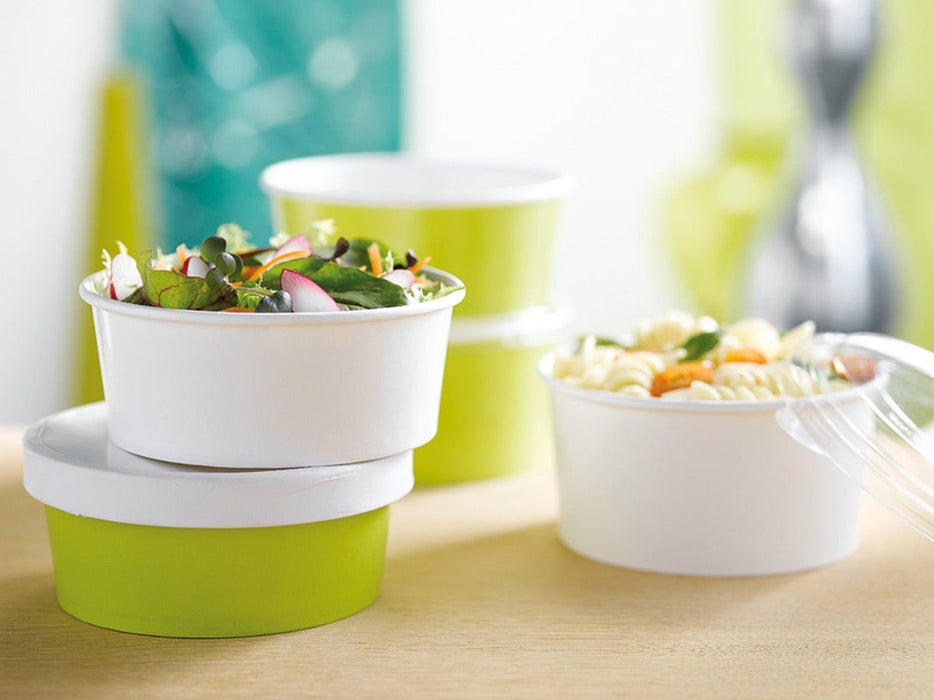 45pcs - Saladier rond "Buckaty" en carton vert - 480 ml - Ø 15 cm - H 4,5 cm