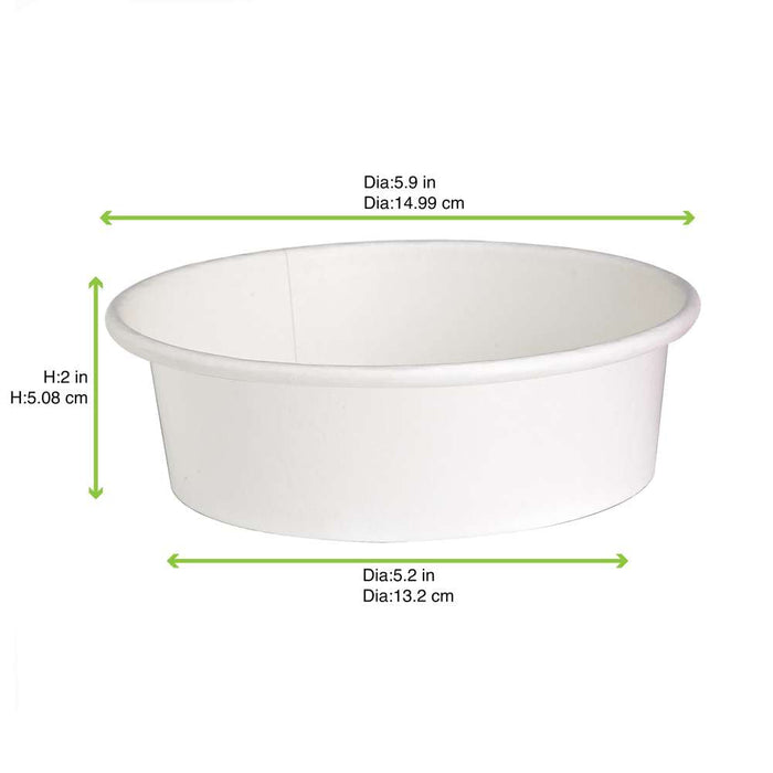 45pcs - Saladier rond "Buckaty" en carton blanc - 580 ml - Ø 15 cm - H 5 cm