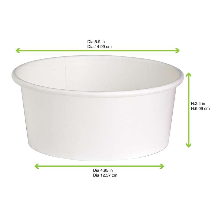 45pcs - Saladier rond "Buckaty" en carton blanc - 700 ml - Ø 15 cm - H 6 cm