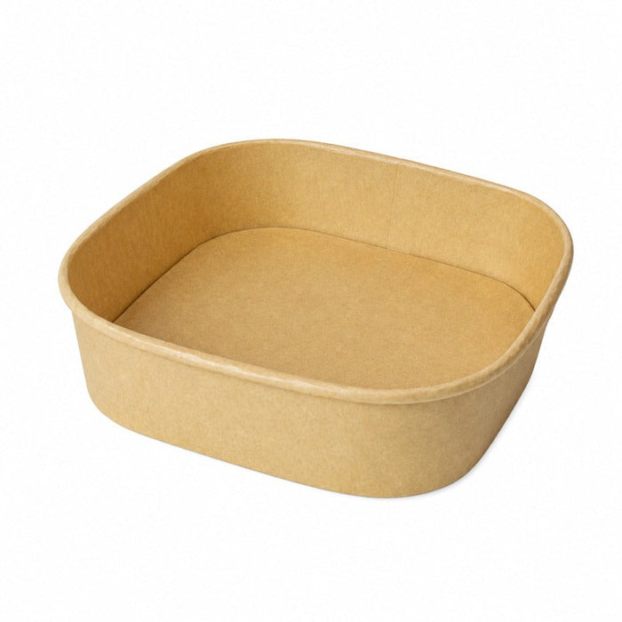 50pcs - 1000ml 17x17x5,6cm - Saladier carré multi-usage en carton kraft recyclé sans couvercle