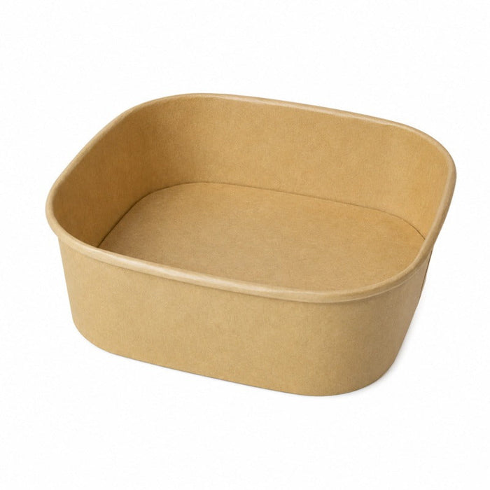 50pcs - 1200ml 17x17x6,6cm - Saladier carré multi-usage en carton kraft recyclé sans couvercle