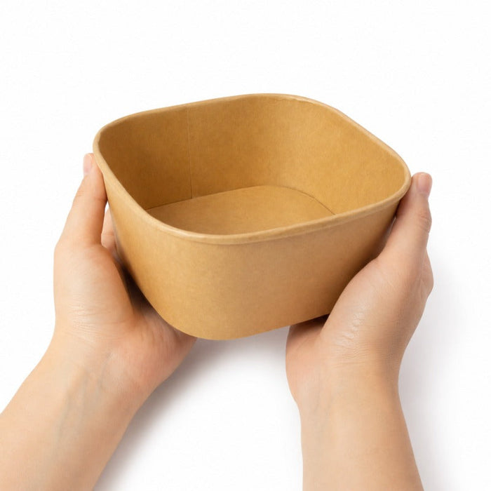 50pcs - 1400ml 17x17x7,5cm - Saladier carré multi-usage en carton kraft recyclé sans couvercle