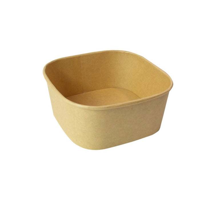 50pcs - 1400ml 17x17x7,5cm - Saladier carré multi-usage en carton kraft recyclé sans couvercle